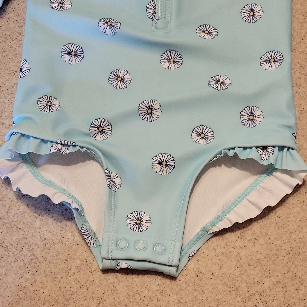 Carter's Light Blue Floral Kids Rashguard Size 18 Months